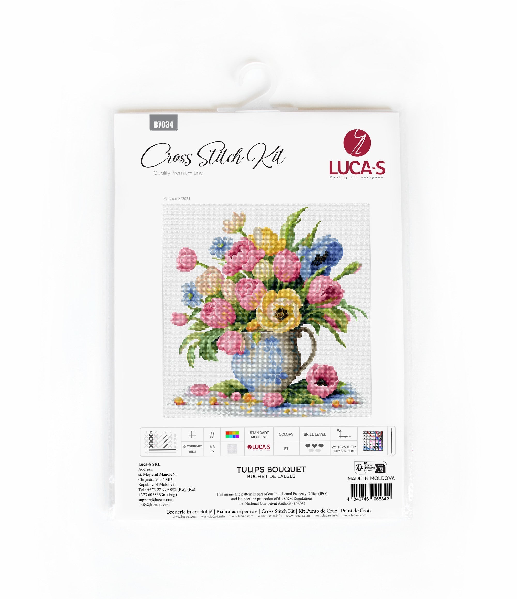 Cross Stitch Kit Luca-S -Tulips Bouquet, B7034