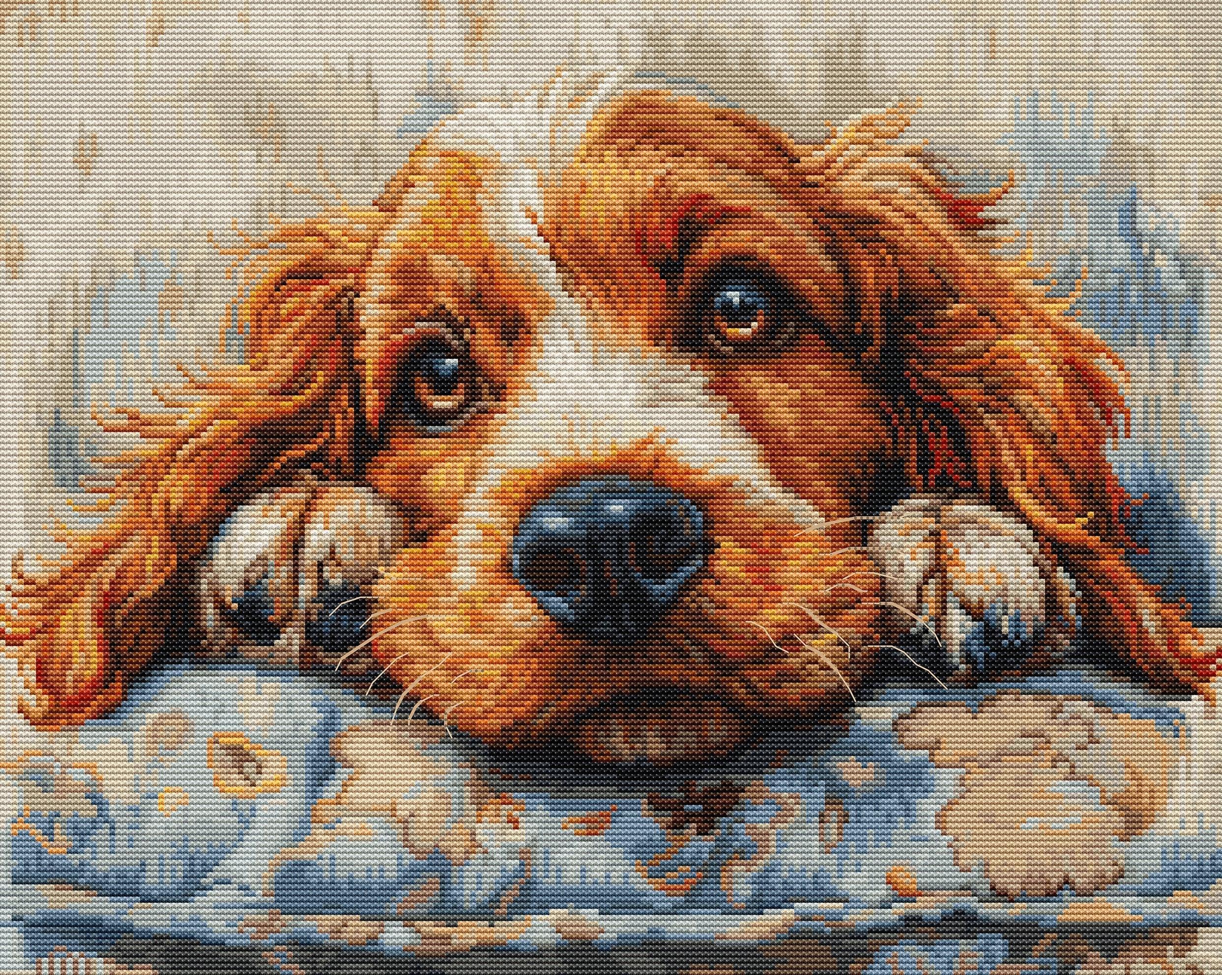 Winter Retriever Large by Artecy printed cross stitch chart Winter Retriever Large by Artecy printed cross stitch chart