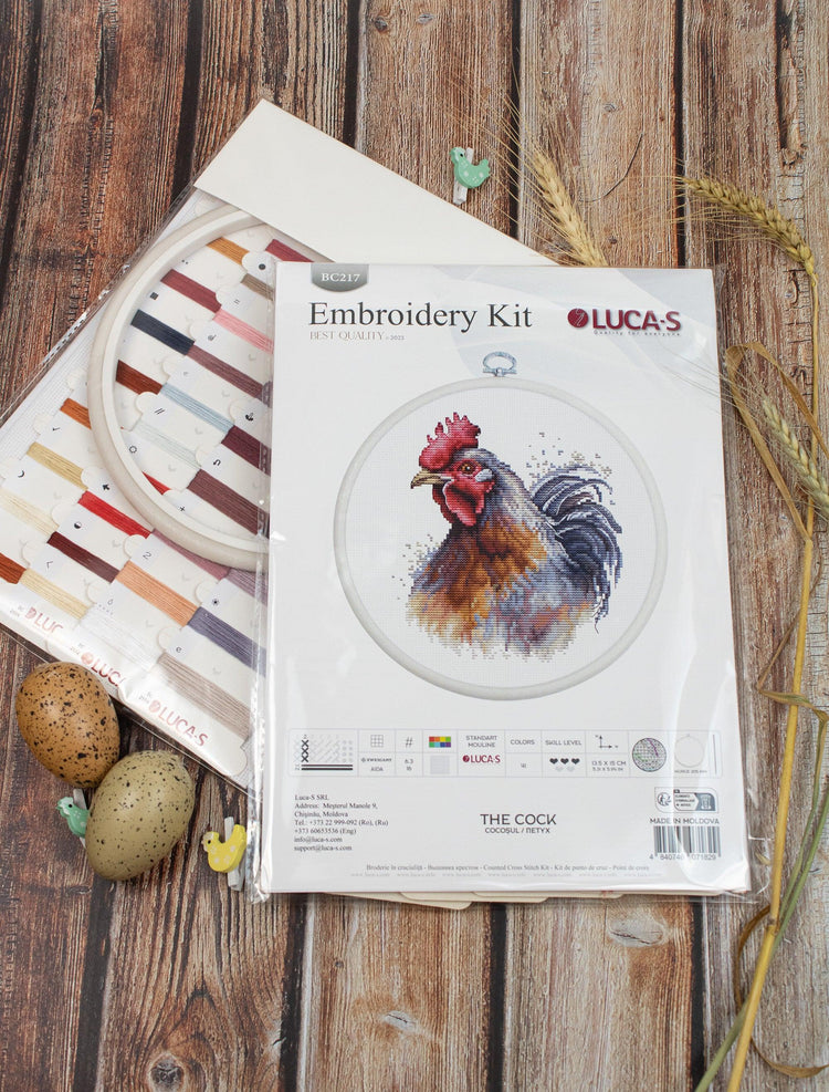 Cross Stitch Kit with Hoop Included Luca-S - The Cock, BC217 - Luca-S Cross Stitch Kits