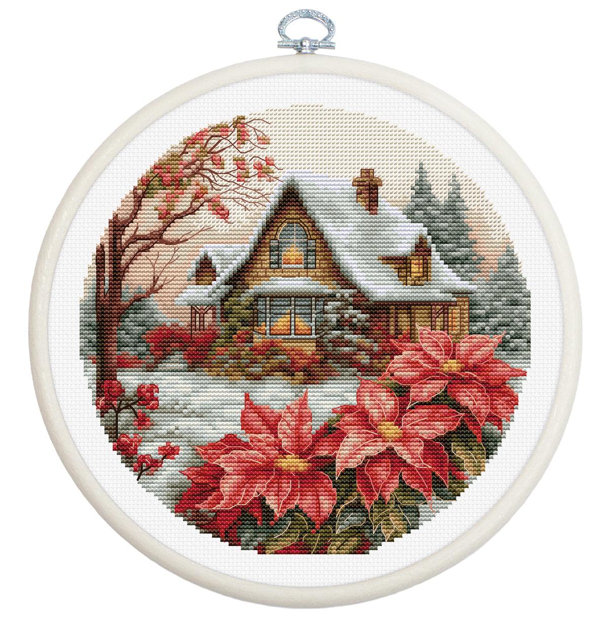 Little House in The Forest - Cross Stitch Kit with Hoop