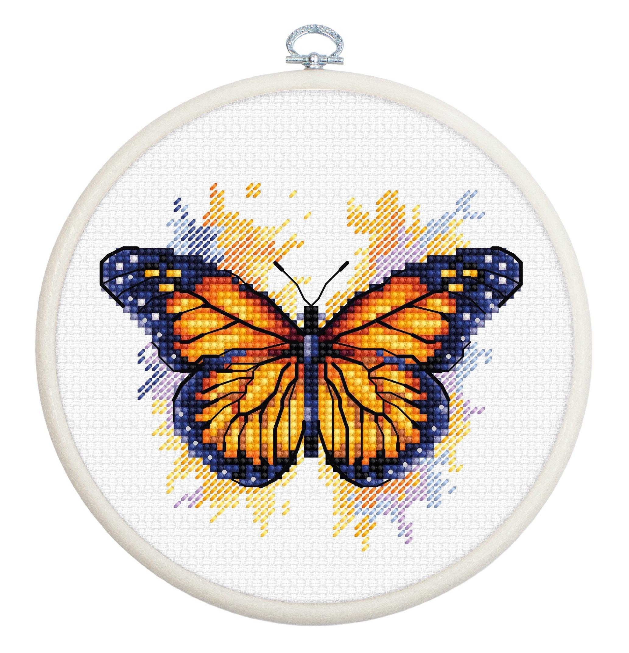 Cross Stitch Kit with Hoop Included Luca-S - The Monarch Butterfly, BC102 - Luca-S Cross Stitch Kits