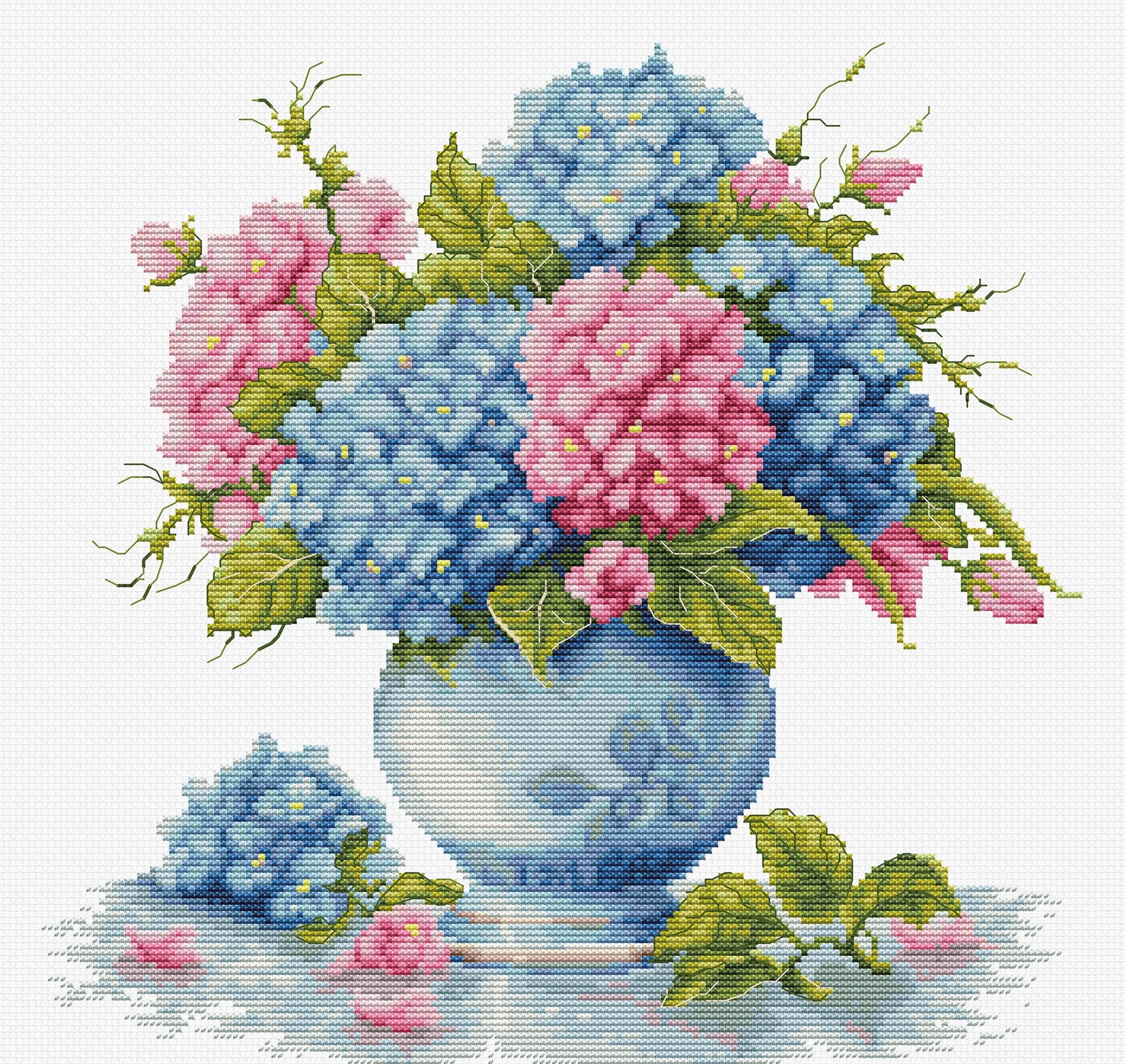 Pattern Vase with Hydrangea B7033