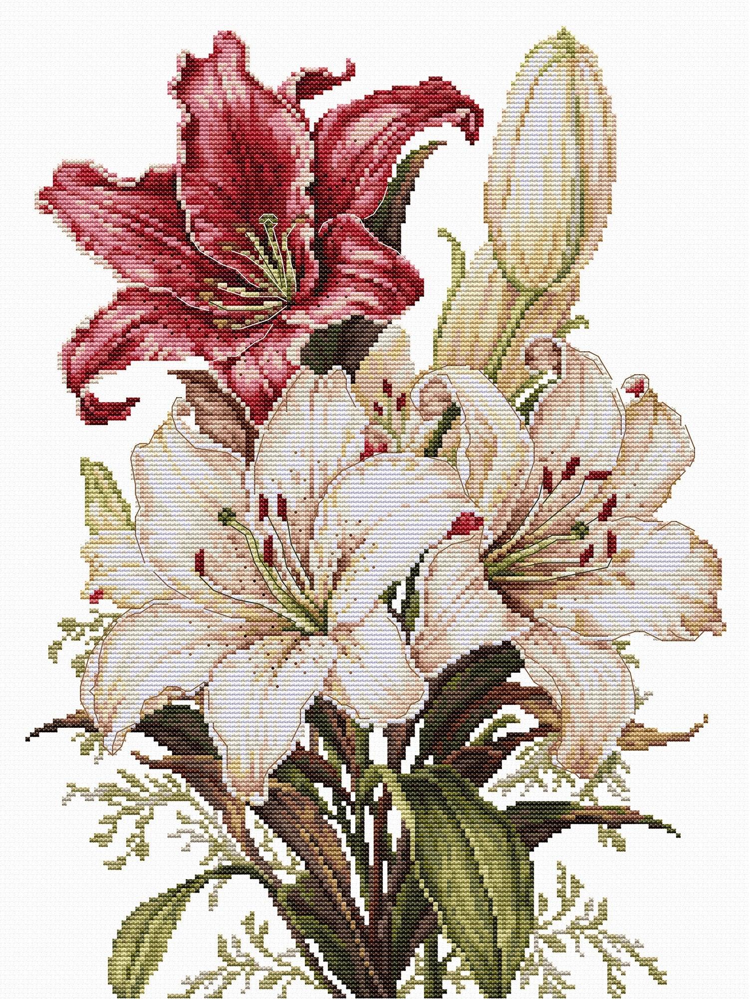 lily flower print Cross Stitch Kit Luca-S