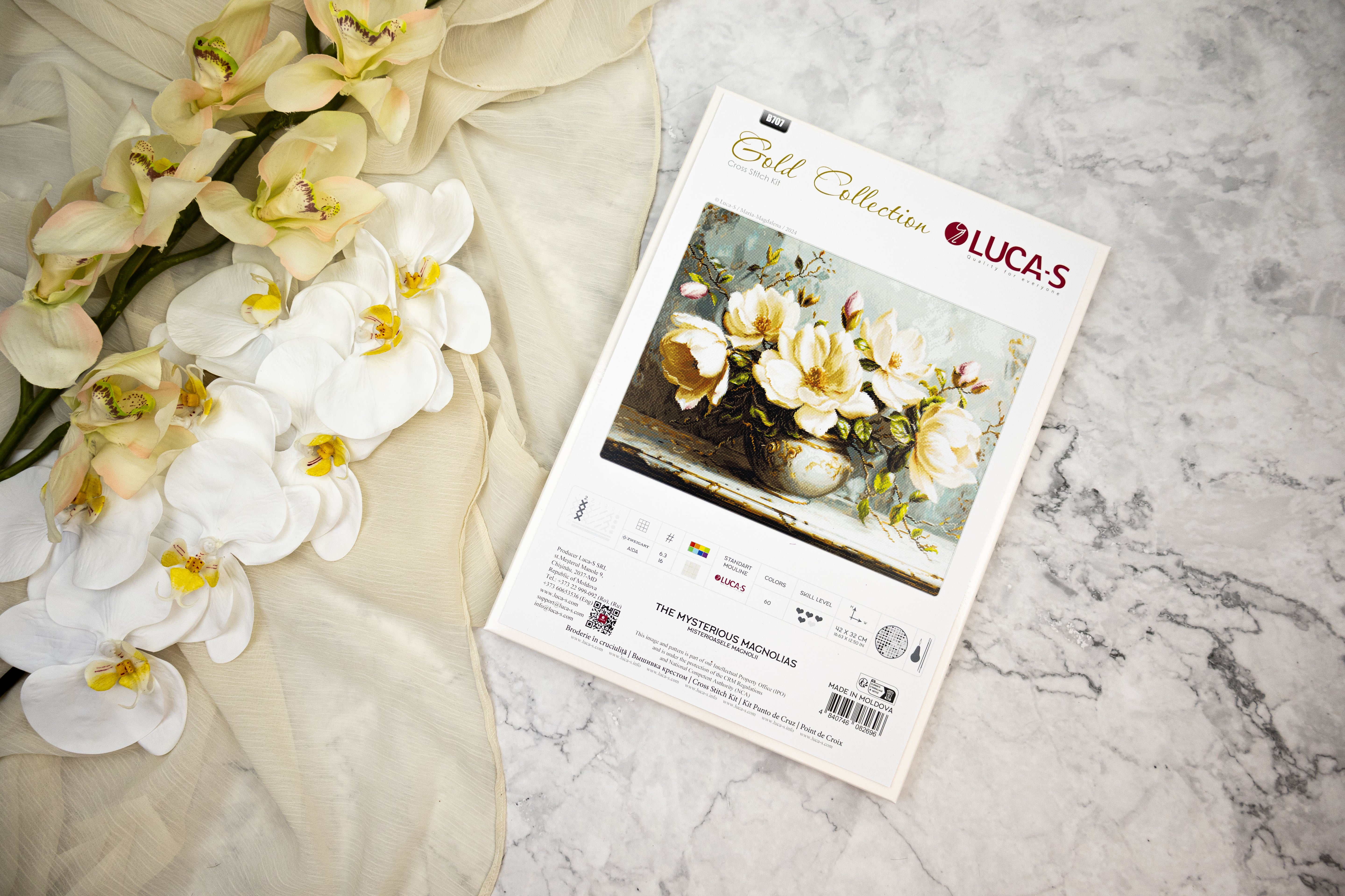 Cross Stitch Kit Luca-S GOLD -  The Mysterious Magnolias, B707
