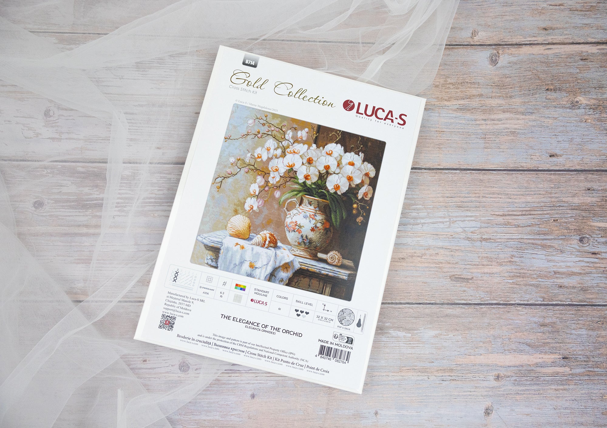 Cross Stitch Kit Luca-S GOLD - The Elegance of the Orchid, B714