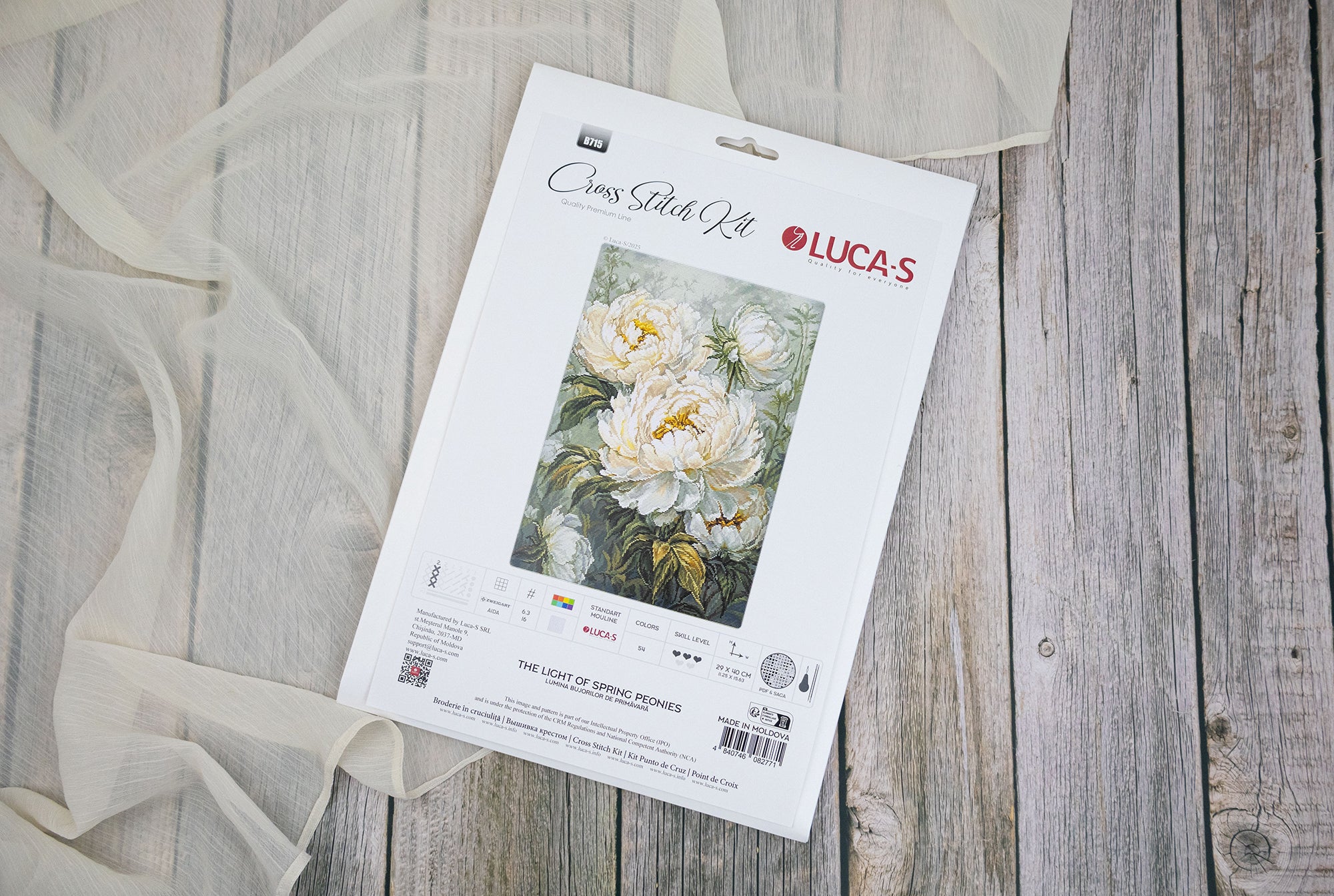 Cross Stitch Kit Luca-S GOLD -The Light of Spring Peonies, B715