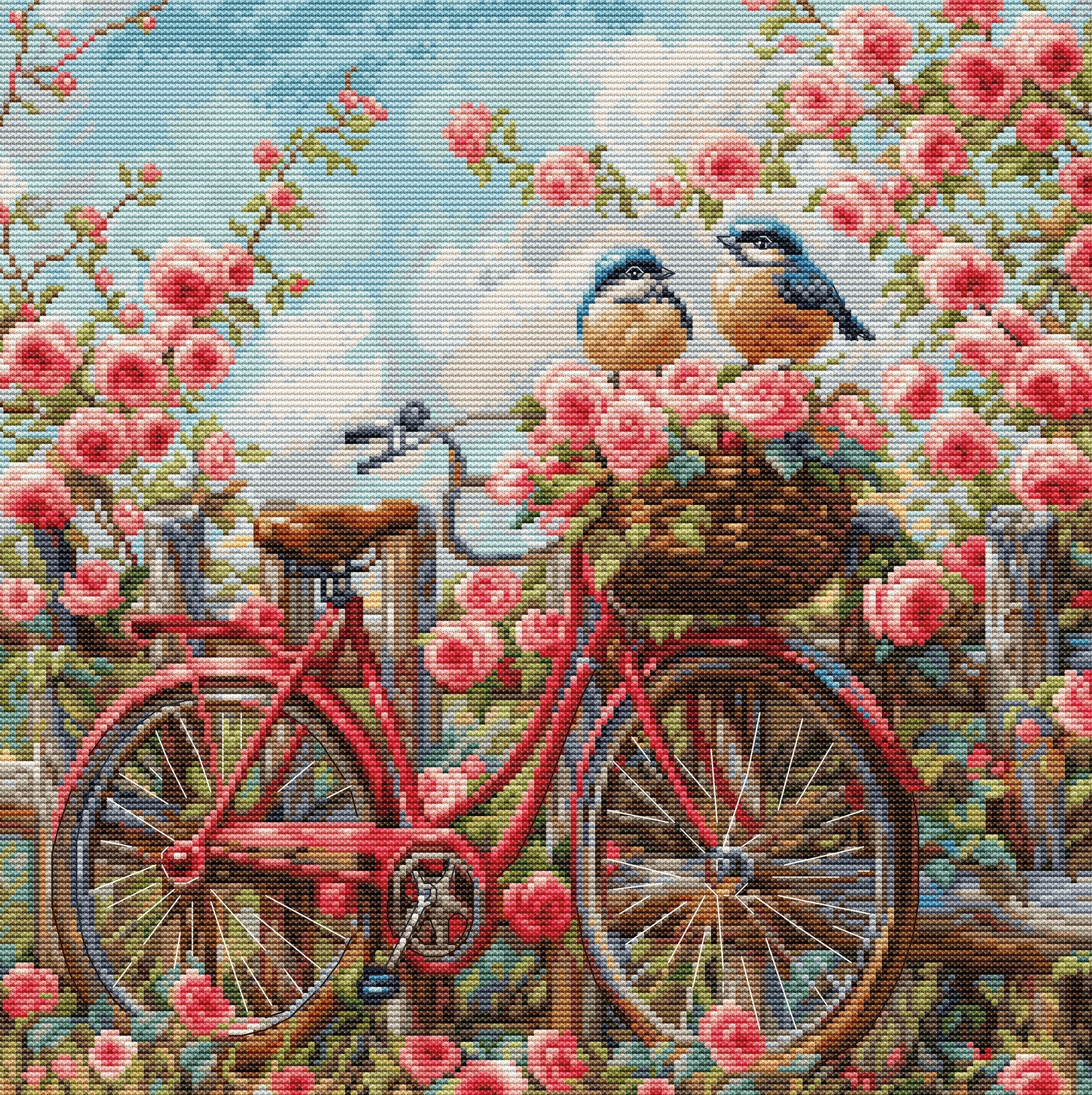 Cross Stitch Kit Luca-S Gold -  Bicycle with Roses , BU5061