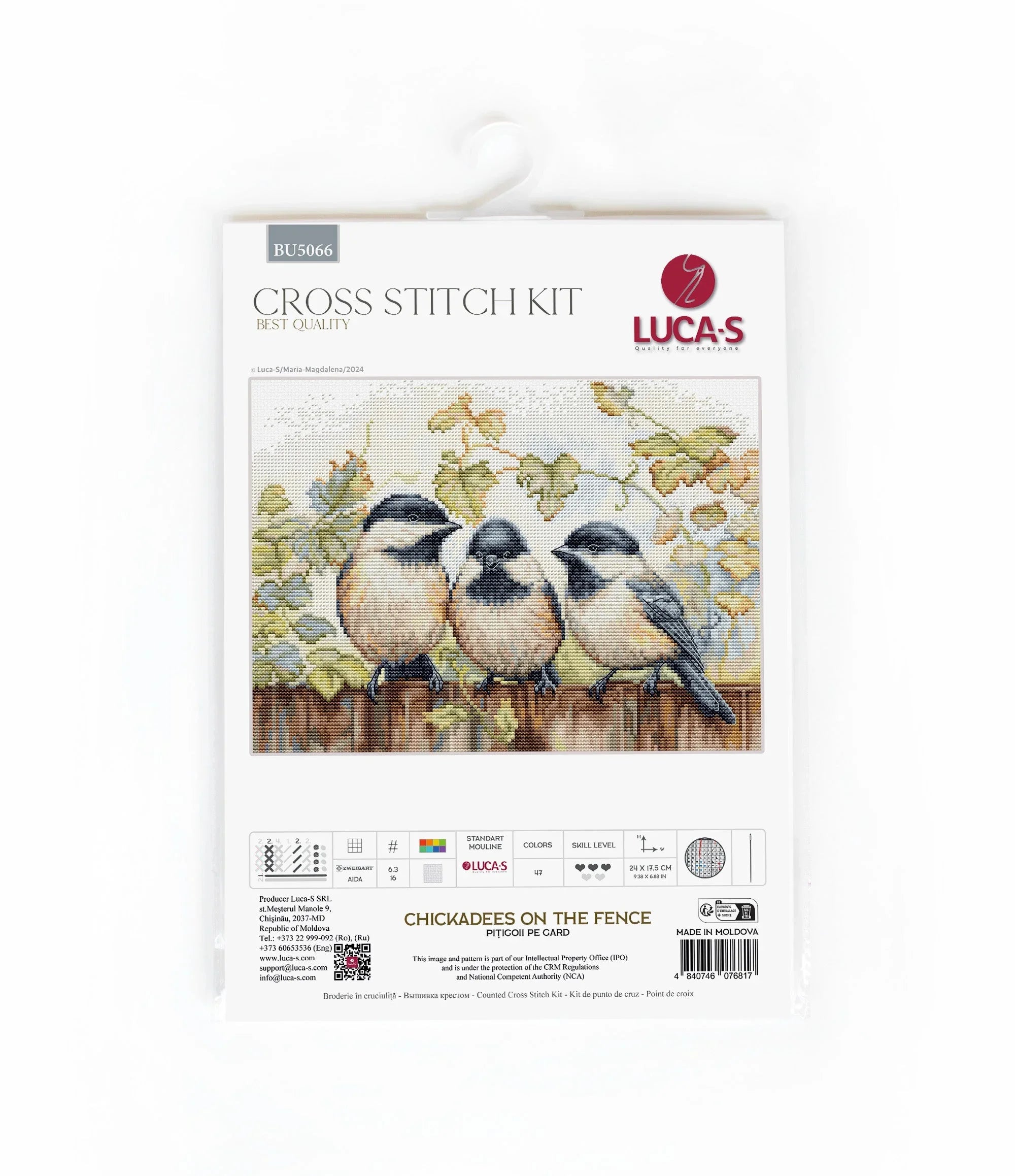 Cross Stitch Kit Luca S Chickadees On The Fence BU5066 cross-stitch-kit-luca-s-chickadees-on-the-fence-bu5066