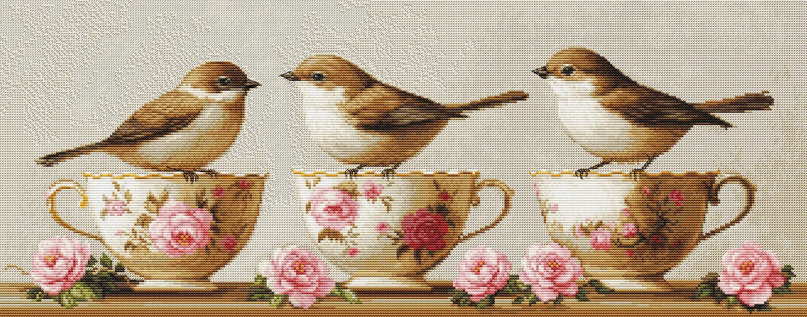 Dmc Thread Types Cross Stitch Kit Luca-S - Three Dainty Birds, BU5092