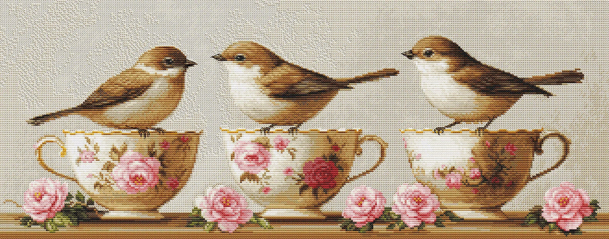 Cross Stitch Kit Luca-S - Three Dainty Birds, BU5092