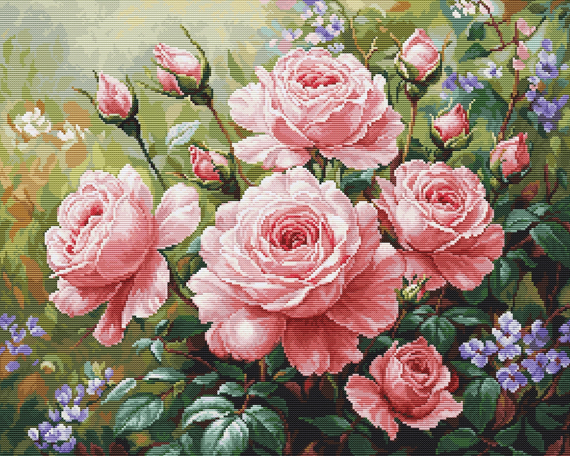 Luca-S Kreuzstich-Set 'The Roses Garden' – Mit Stoff, Fäden & Nadel, 27,5 X 22 Cm