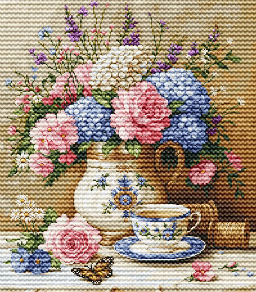 Kit Punto Croce Lucas - Tela Contata 32 X 33,5 Cm - Set Completo Con Tutto Il Necessario Per Ricamare