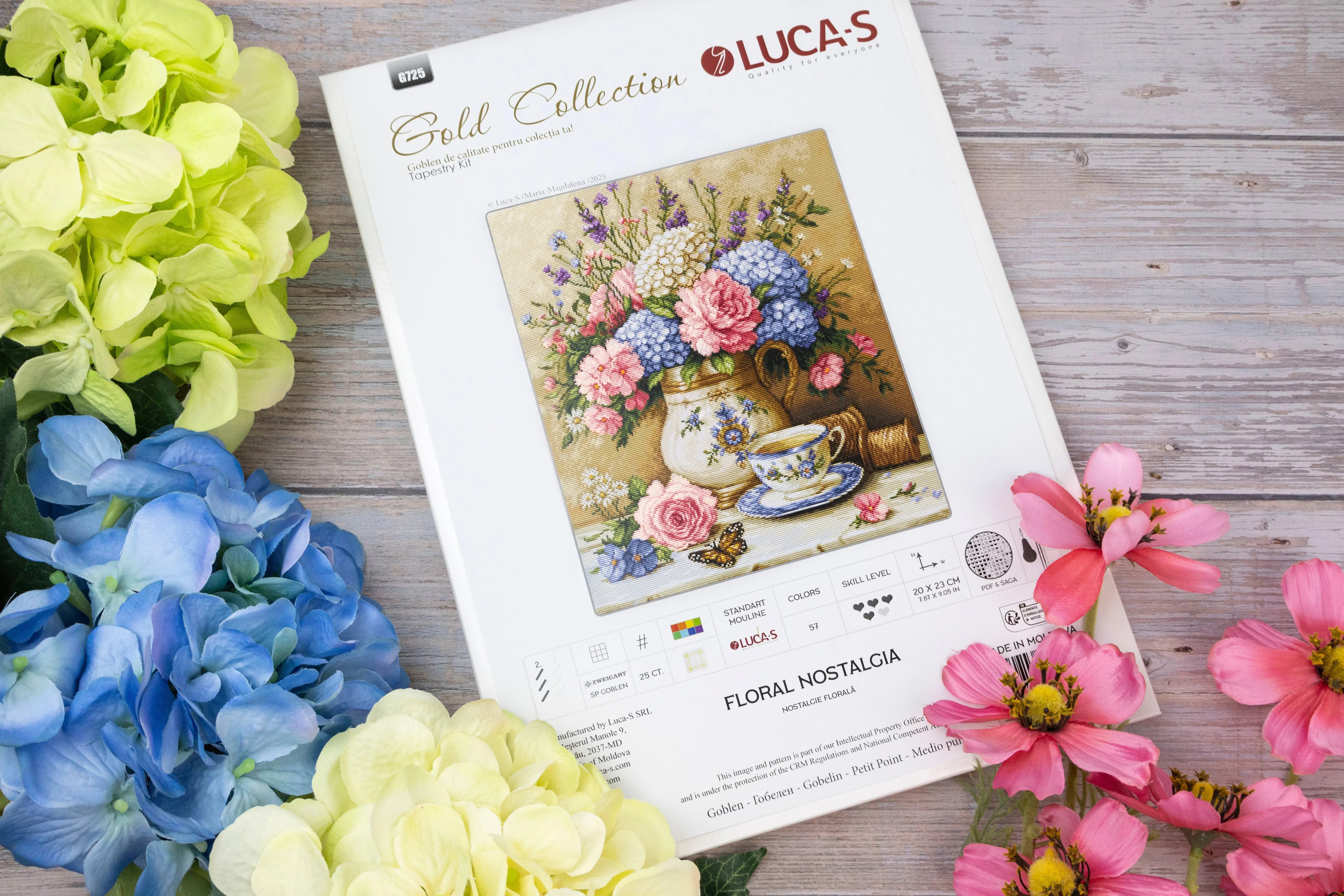 Luca-S Petit Point G705 - Kit Punto Croce Contato Per Adulti, Dimensioni 20x15 Cm, 59 Colori, Fili In Cotone