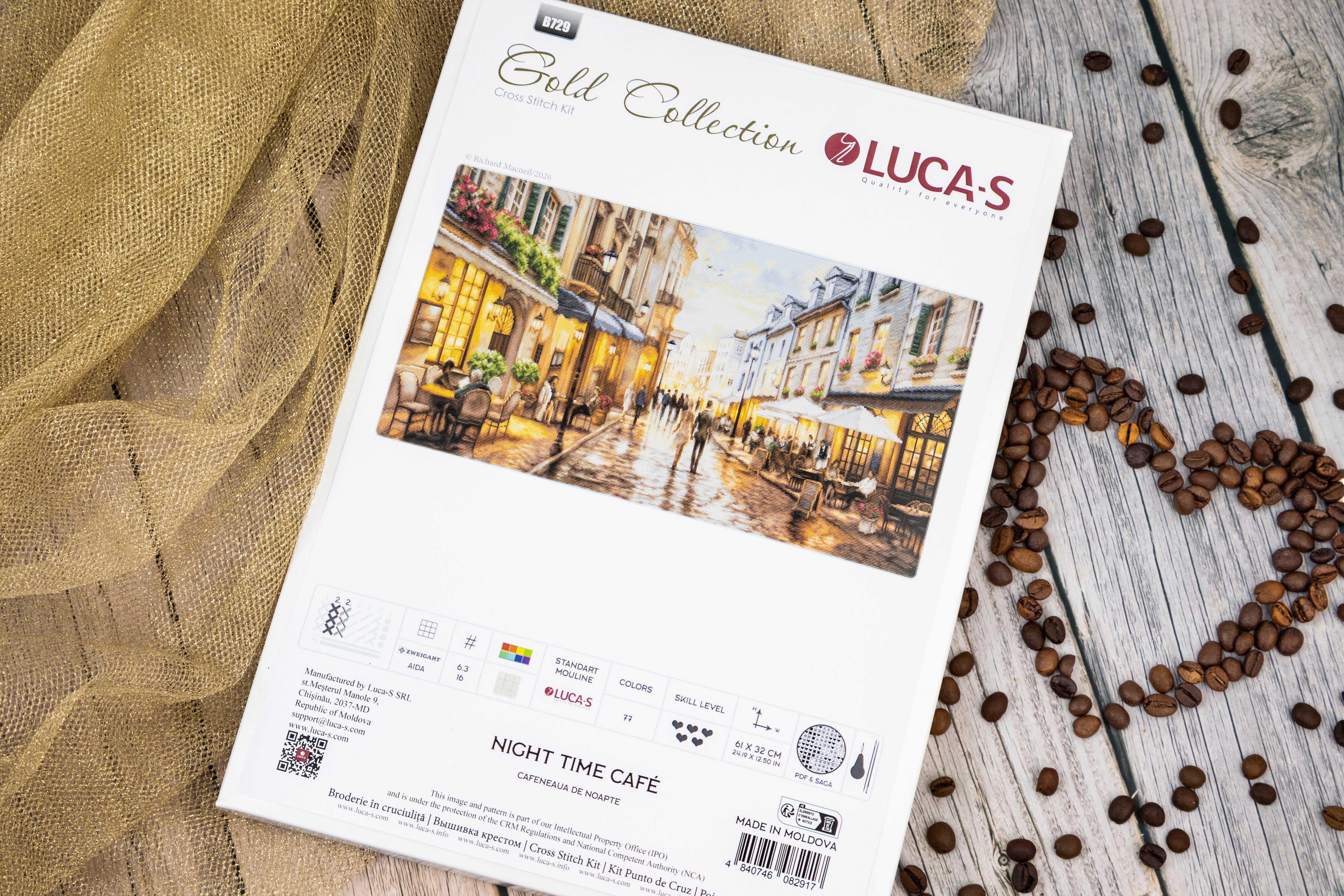 Cross Stitch Kit Luca-S GOLD - Night Time Café, B729