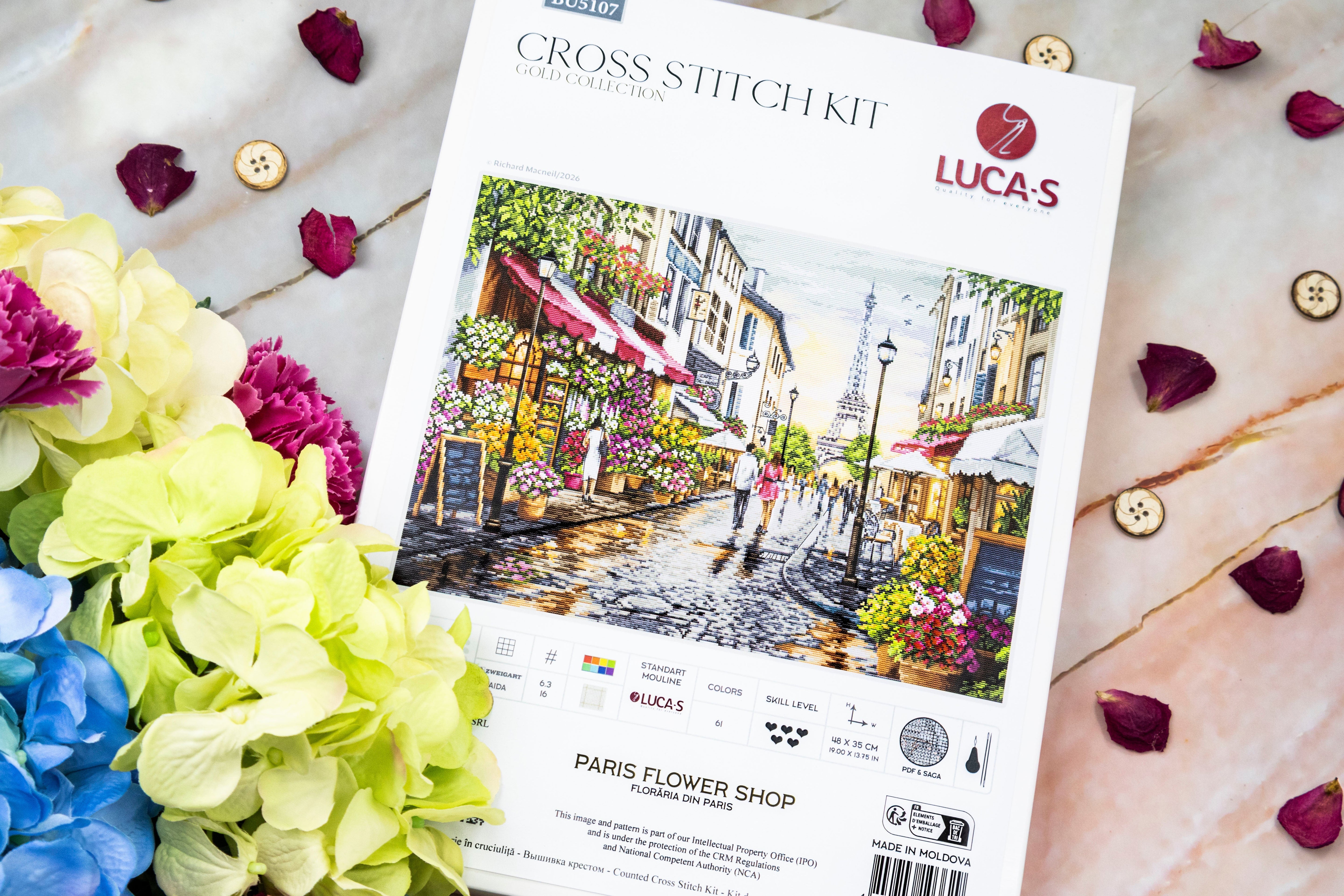 Cross Stitch Kit Luca-S GOLD - Paris Flower Shop, BU5107