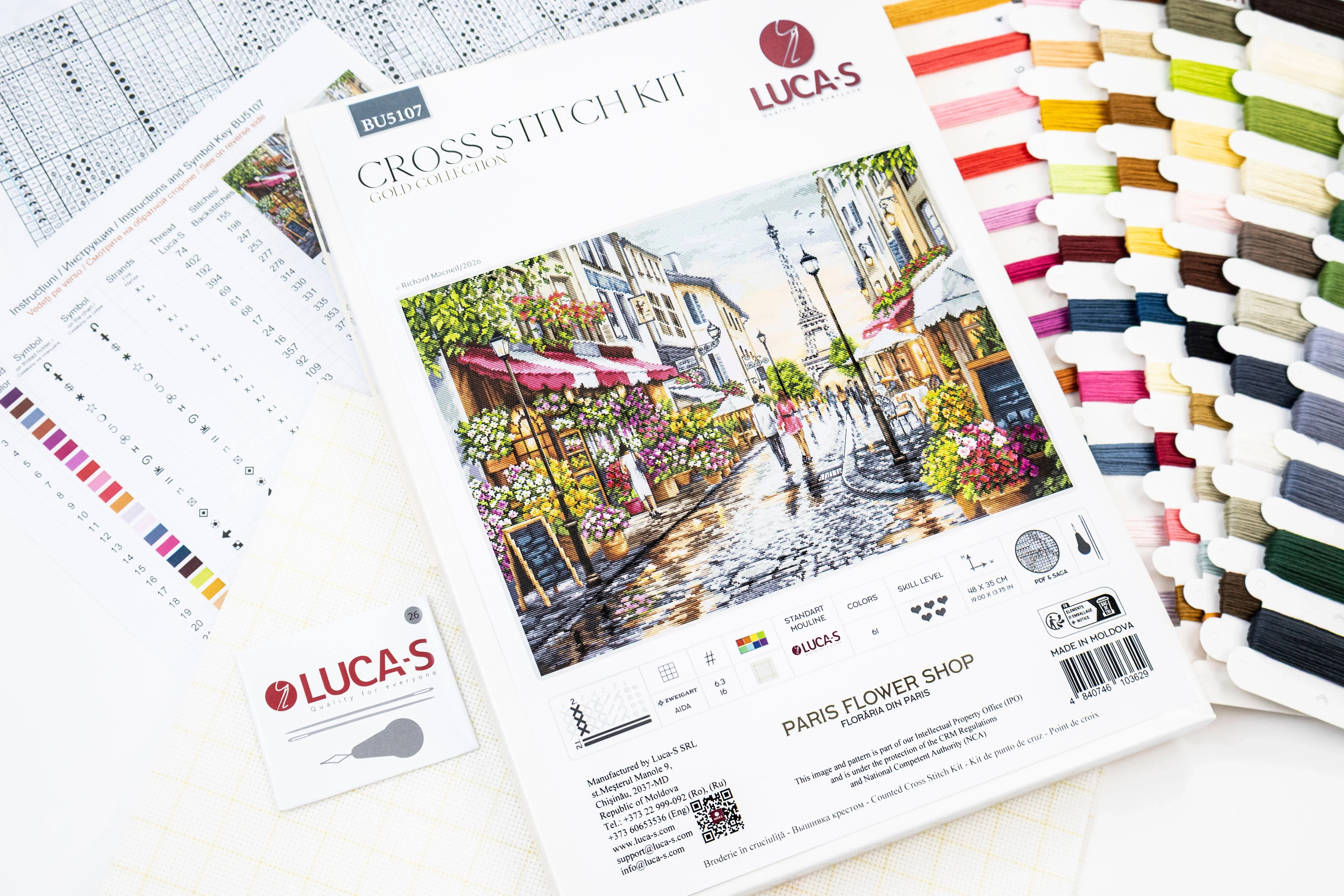 Cross Stitch Kit Luca-S GOLD - Paris Flower Shop, BU5107