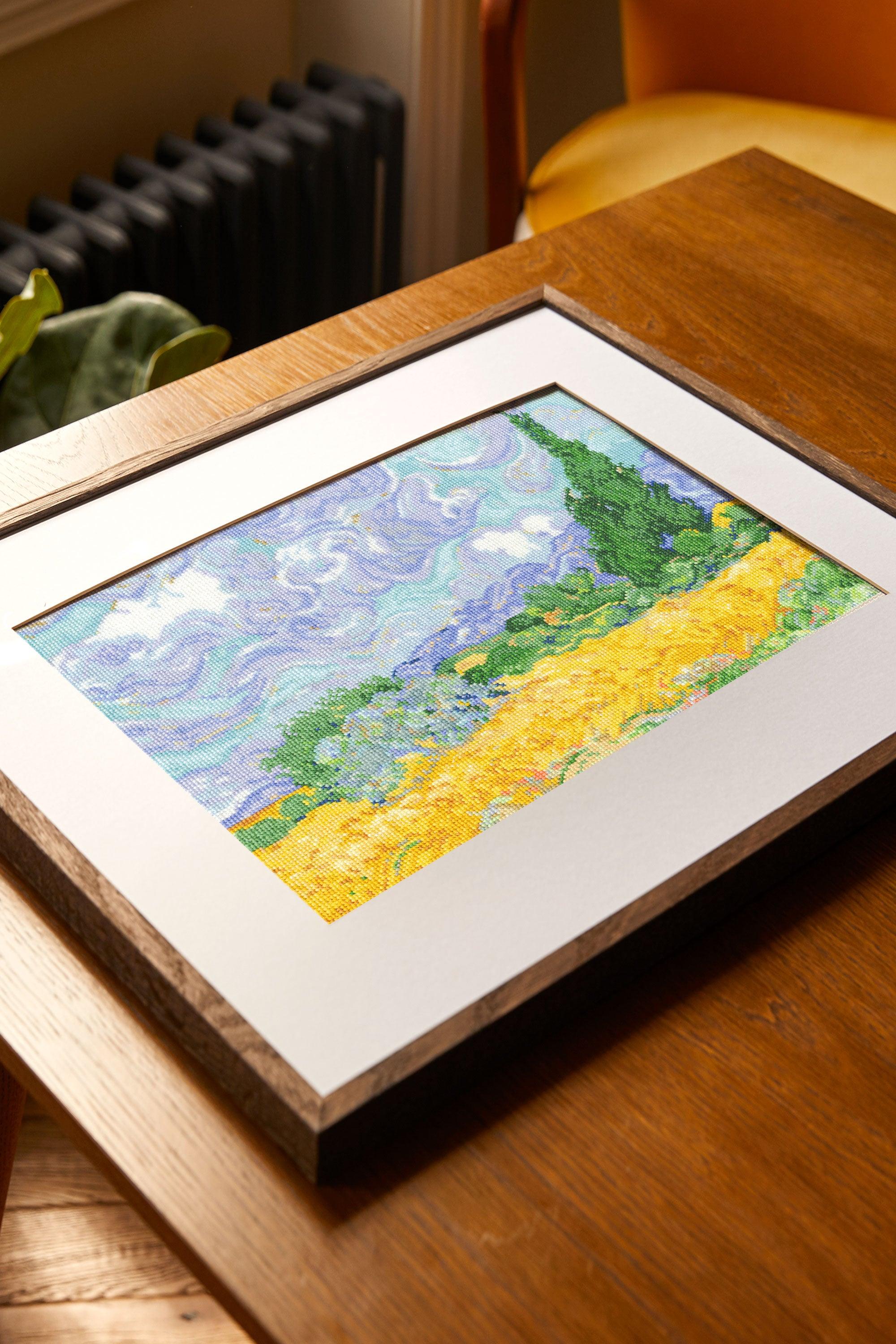 A Wheatfield, With Cypresses - Van Gogh, The National Gallery DMC Cross Stitch Kits - HobbyJobby