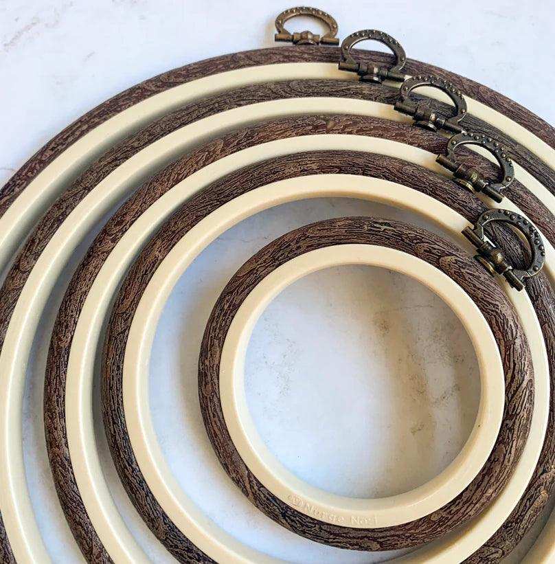 Brown Embroidery Round Hoop - Nurge Flexible Hoop, Round Cross Stitch Hoop Hoops - HobbyJobby
