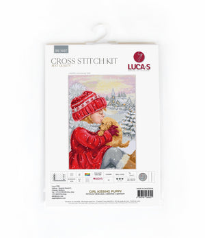 Cross Stitch Kit Luca-S - Girl Kissing Puppy, BU5027 - Luca-S Cross Stitch Kits