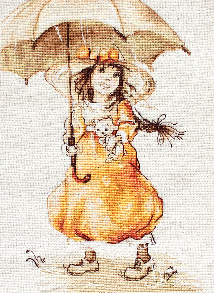 Cross Stitch Kit Luca-S - Girl with Umbrella, B1065 - Luca-S Cross Stitch Kits