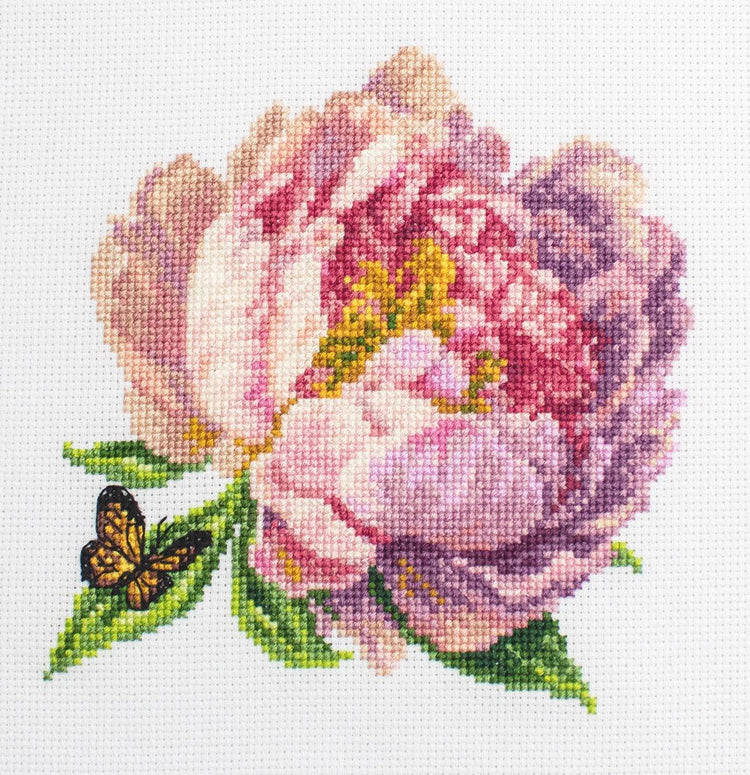 Cross Stitch Kit with Hoop Included Luca-S - BC206 ’’Rozella’’ Peony - Luca-S Cross Stitch Kits