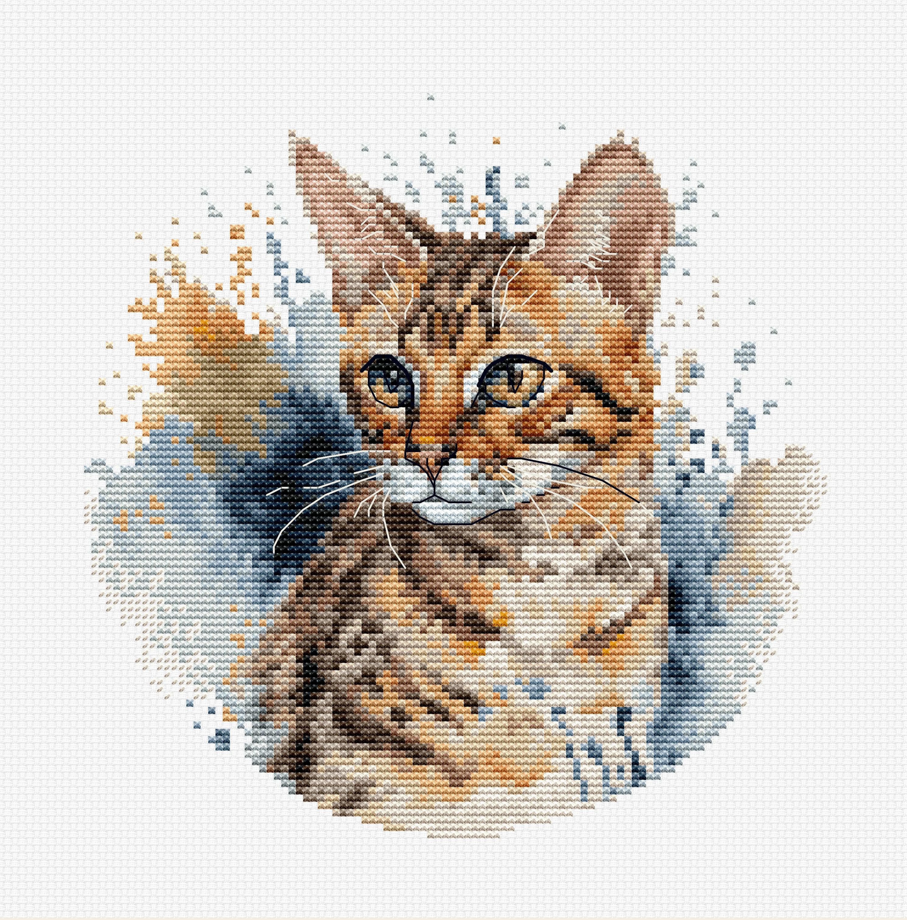 Cross Stitch Kit with Hoop Included Luca-S - BC210, The Bengal Cat - Luca-S Cross Stitch Kits