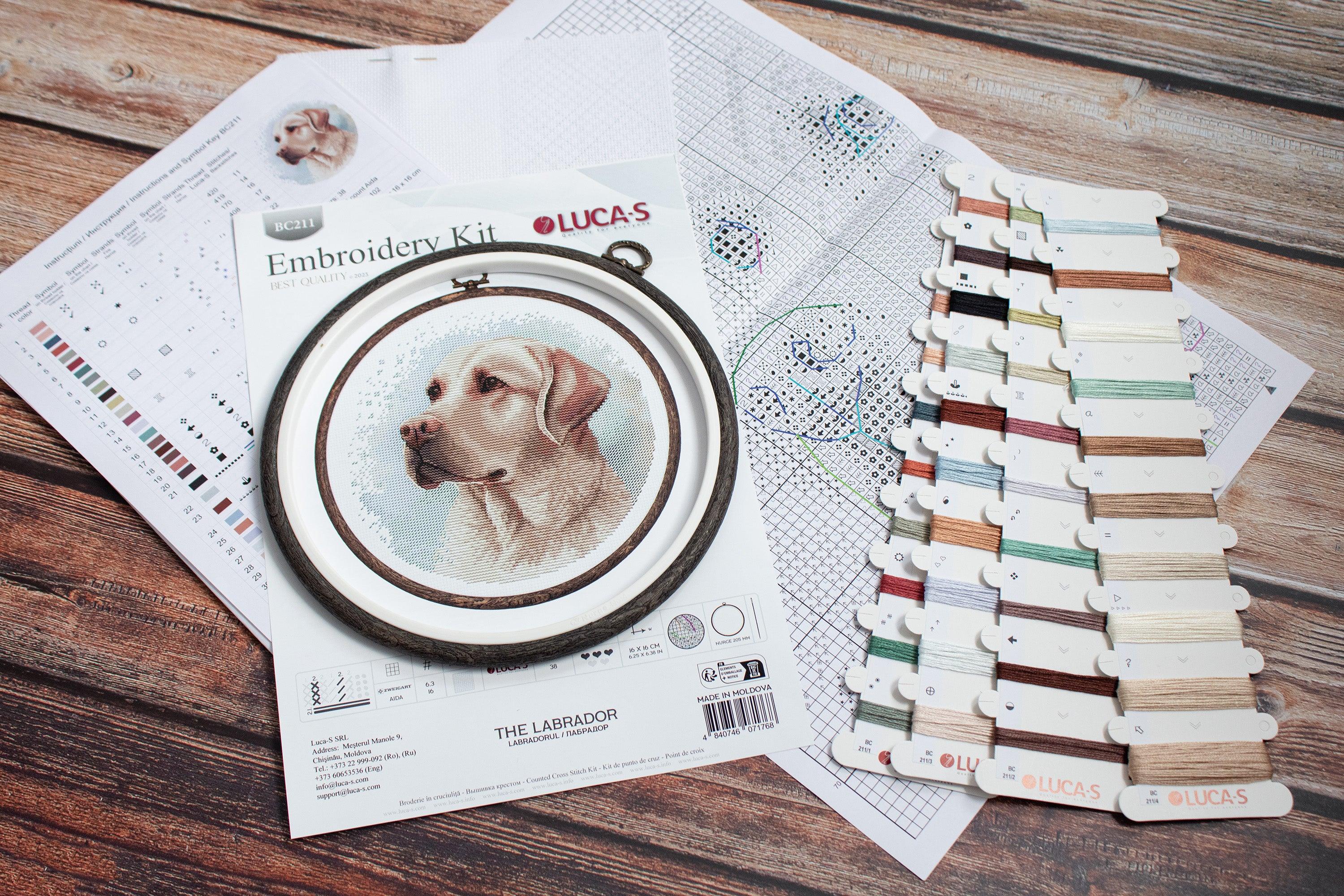 Cross Stitch Kit with Hoop Included Luca-S - BC211, The Labrador - Luca-S Cross Stitch Kits