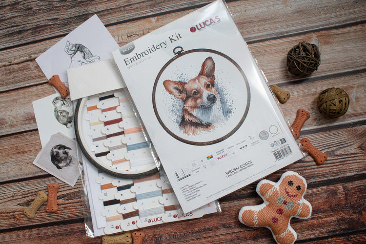 Cross Stitch Kit with Hoop Included Luca-S - BC212, Welsh Corgi - Luca-S Cross Stitch Kits