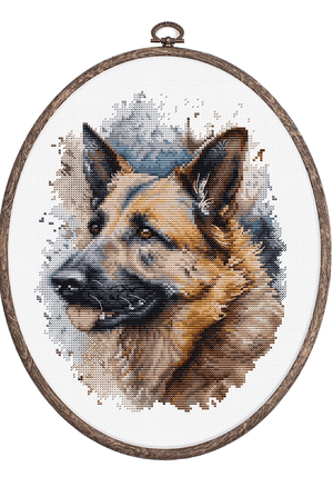 Cross Stitch Kit with Hoop Included Luca-S - BC214 The German Shepherd - Luca-S Cross Stitch Kits