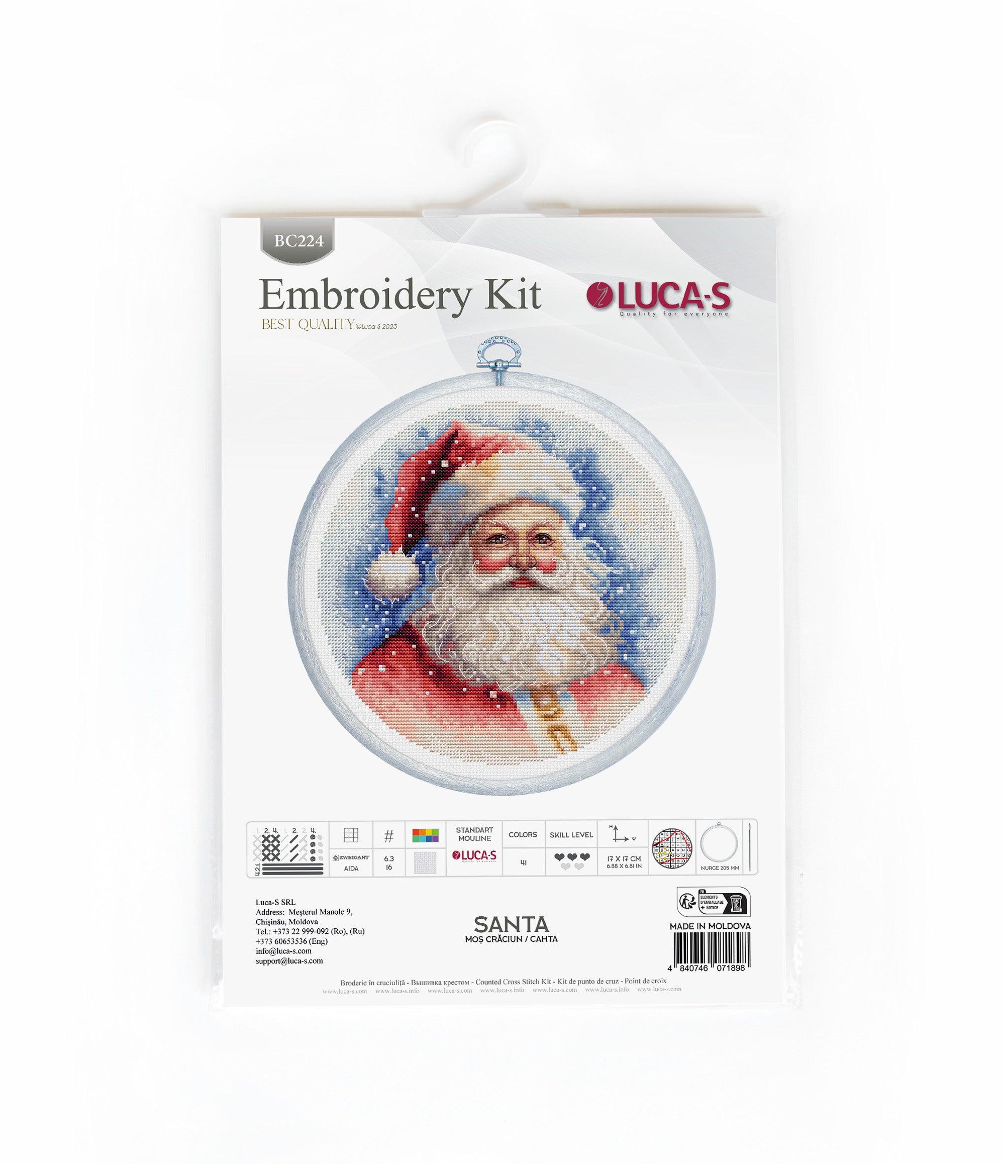 Cross Stitch Kit with Hoop Included Luca-S - Santa, BC224 - Luca-S Counted Cross Stitch Kit