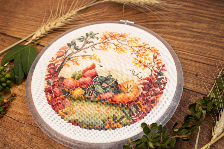 Cross Stitch Kit with Hoop Included Luca-S - The Autumn, BC221 - Luca-S Cross Stitch Kits