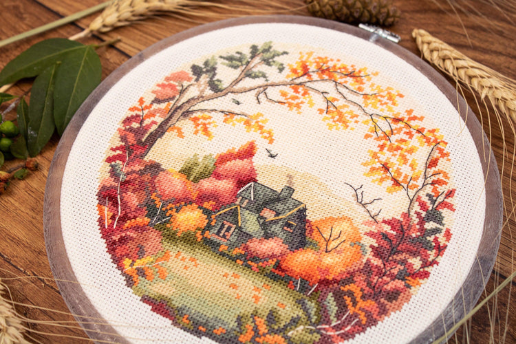 Cross Stitch Kit with Hoop Included Luca-S - The Autumn, BC221 - Luca-S Cross Stitch Kits