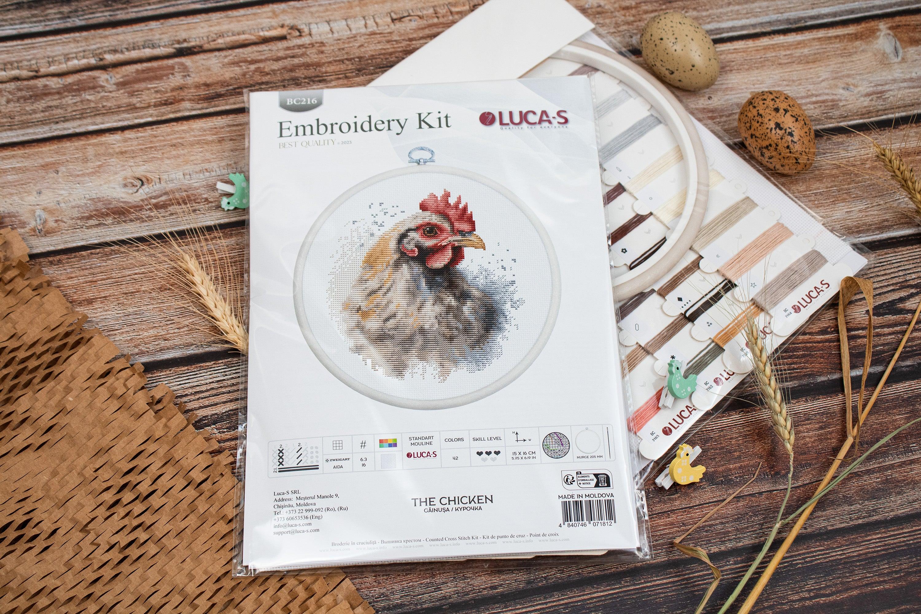 Cross Stitch Kit with Hoop Included Luca-S - The Chicken, BC216 - Luca-S Cross Stitch Kits