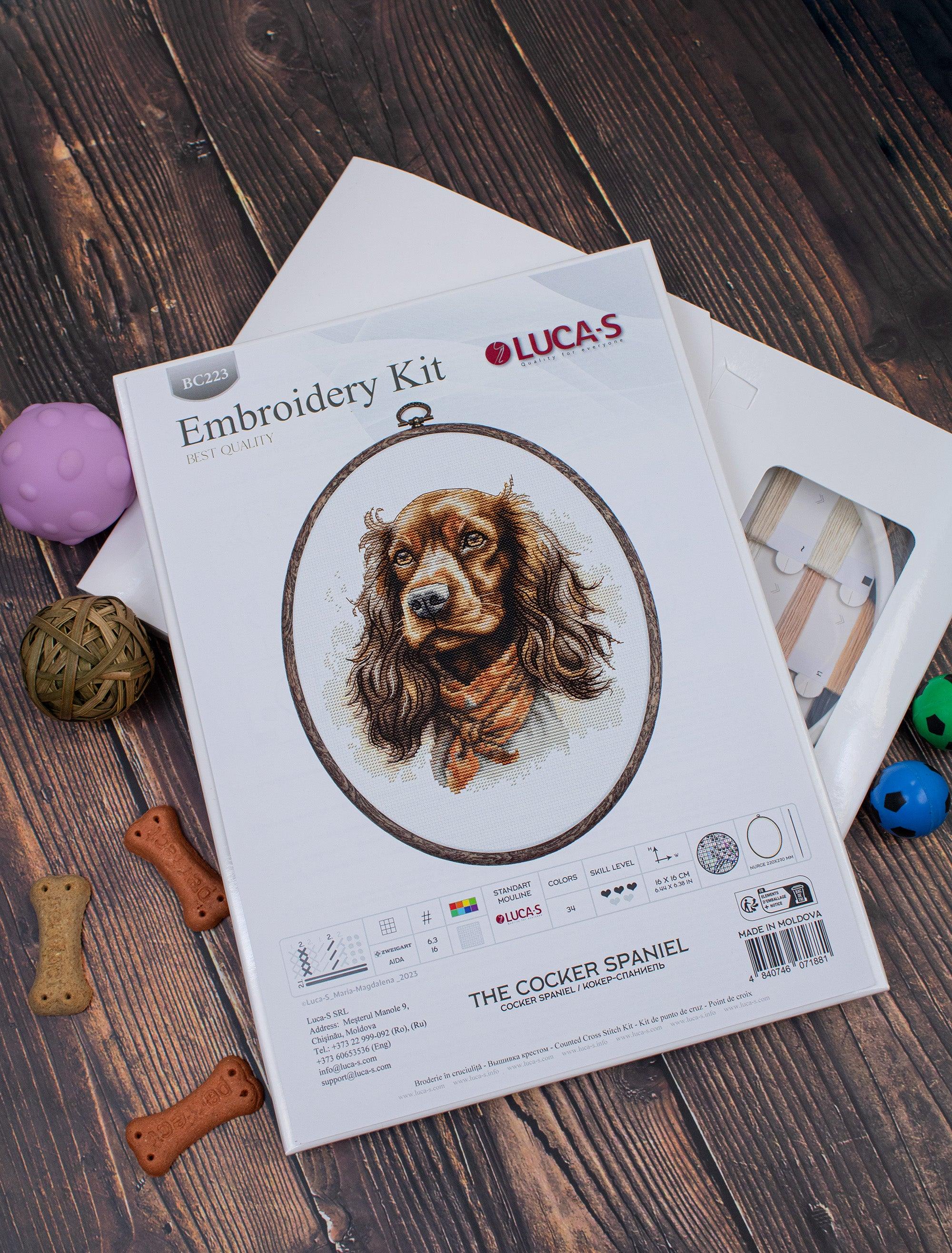 Cross Stitch Kit with Hoop Included Luca-S - The Cocker Spaniel, BC223 - Luca-S Counted Cross Stitch Kit