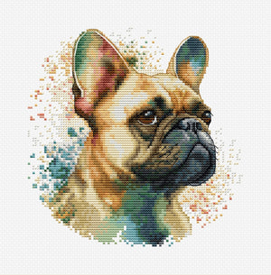 Cross Stitch Kit with Hoop Included Luca-S - The French Bulldog, BC207 - Luca-S Cross Stitch Kits