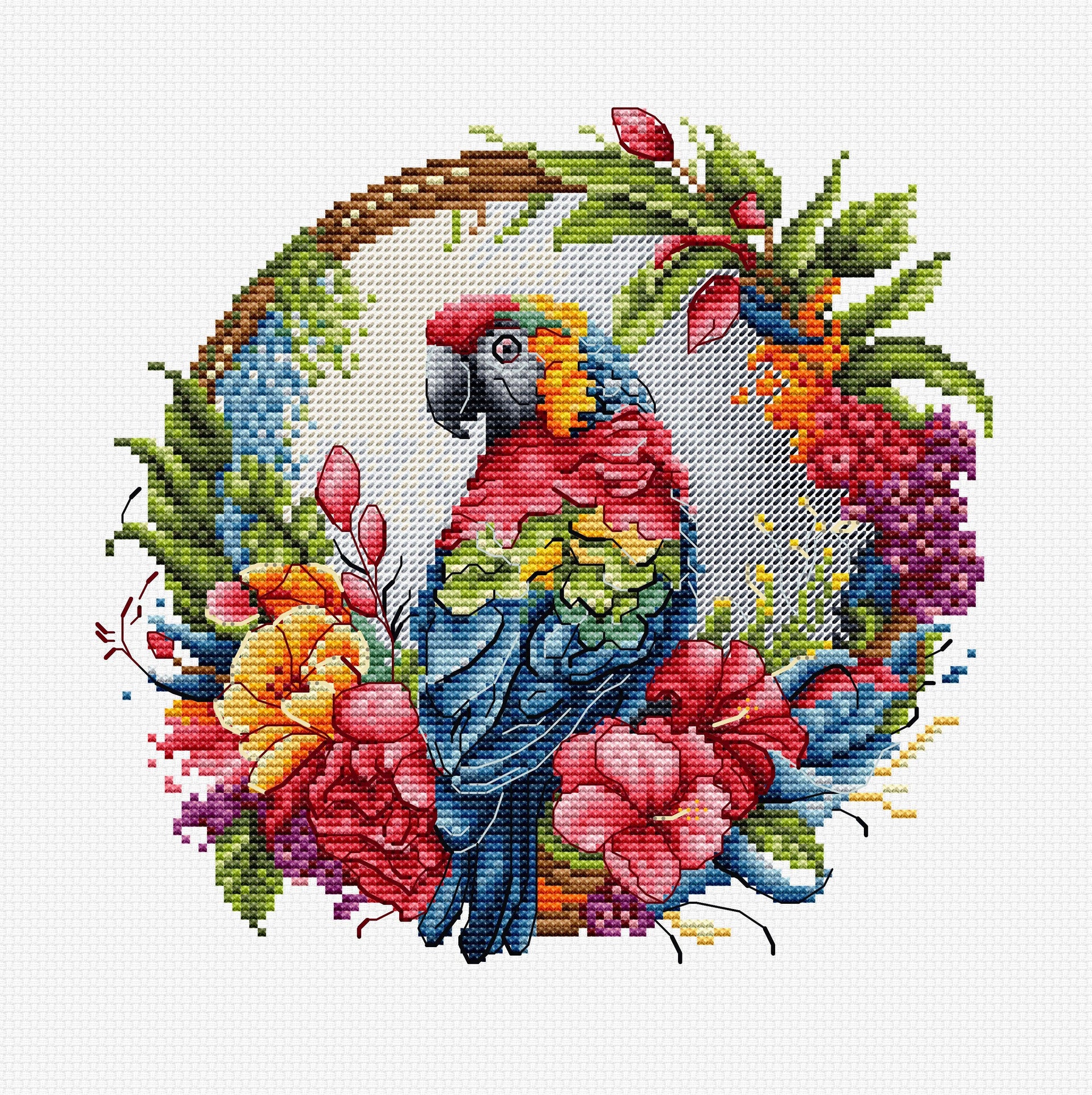 Cross Stitch Kit with Hoop Included Luca-S - The Tropical Parrot, BC201 - Luca-S Cross Stitch Kits