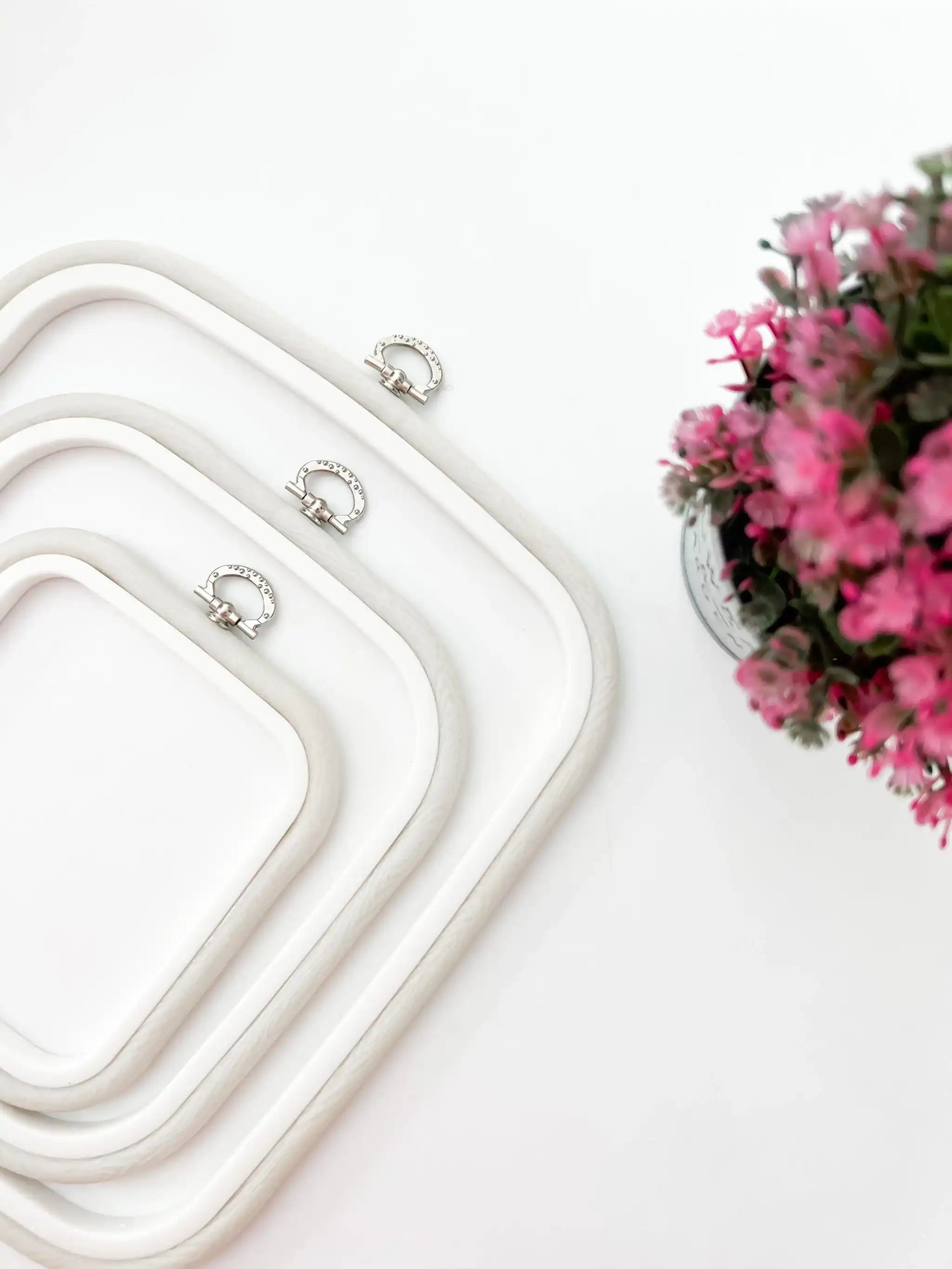 White Square Embroidery Hoop - Nurge Flexible Cross Stitch Hoop Nurge Hoops - HobbyJobby