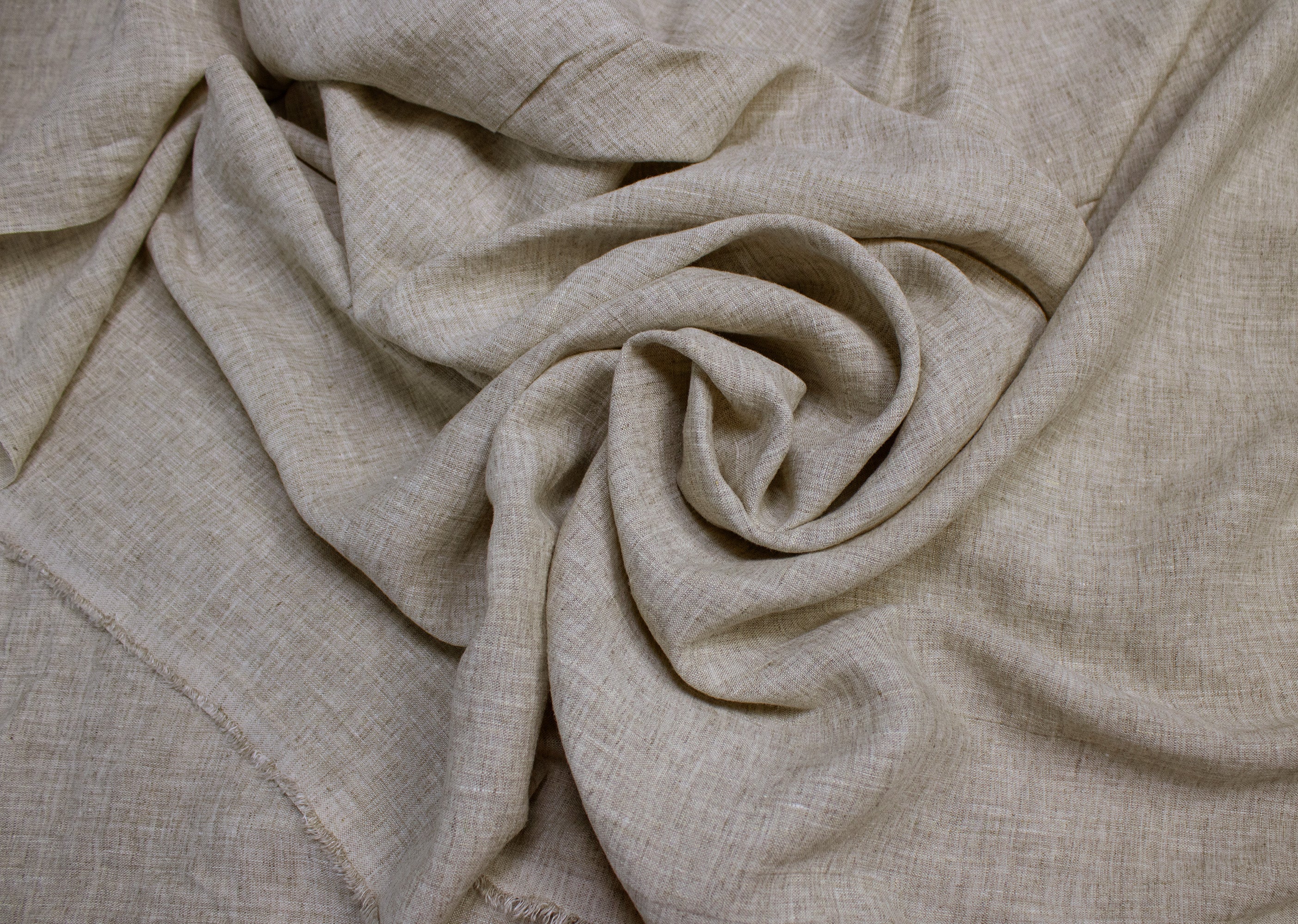 Luca-S Pure Natural Linen Wrinkled Fabric Light Grey Color
