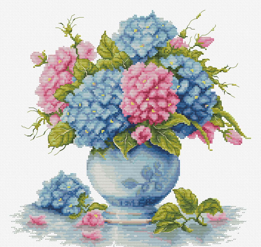 Cross Stitch Kit Luca-S -Vase with Hydrangea, B7033