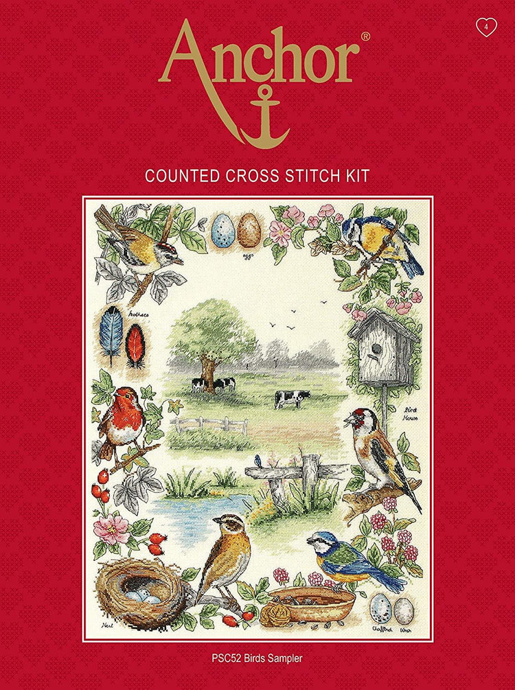 Anchor Cross Stitch Kit - Birds Sampler - Luca-S Cross Stitch Kits
