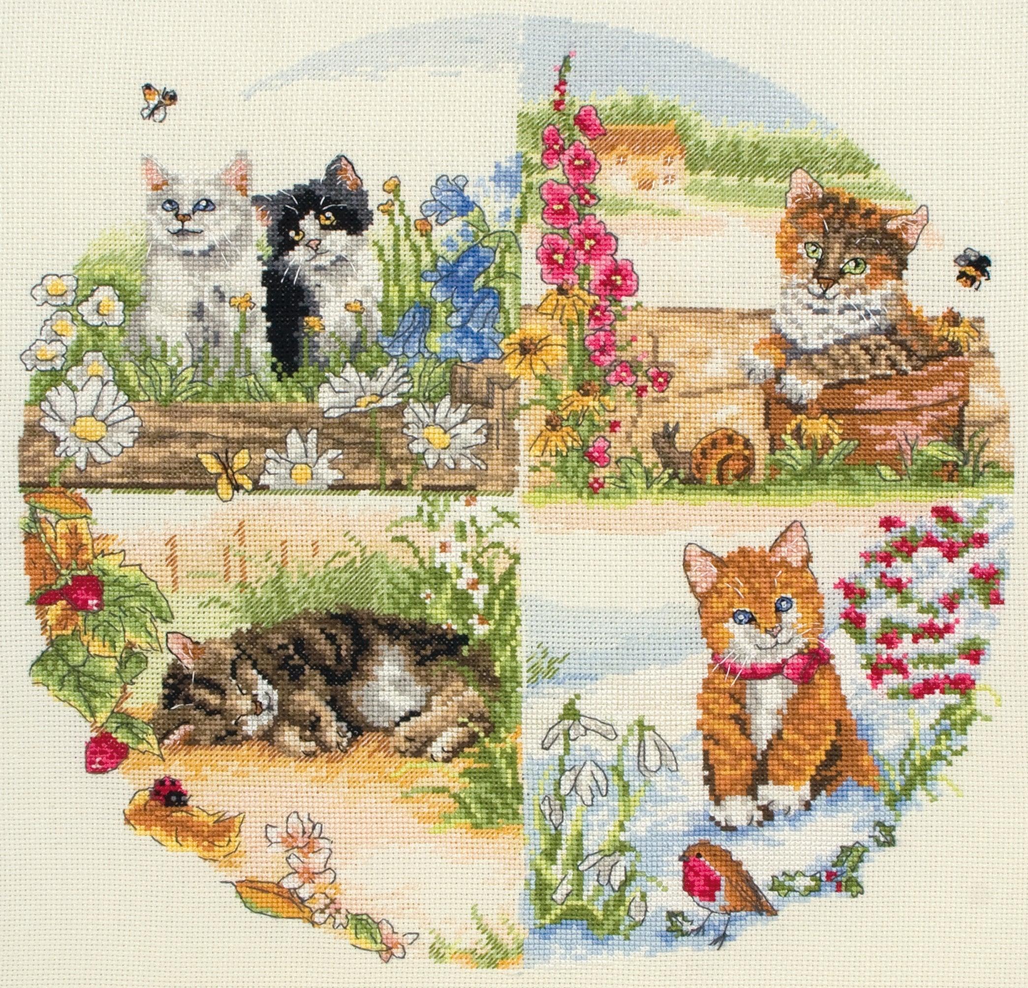 Anchor Cross Stitch Kit - Cats and Seasons, PCE895 - Luca-S Cross Stitch Kits