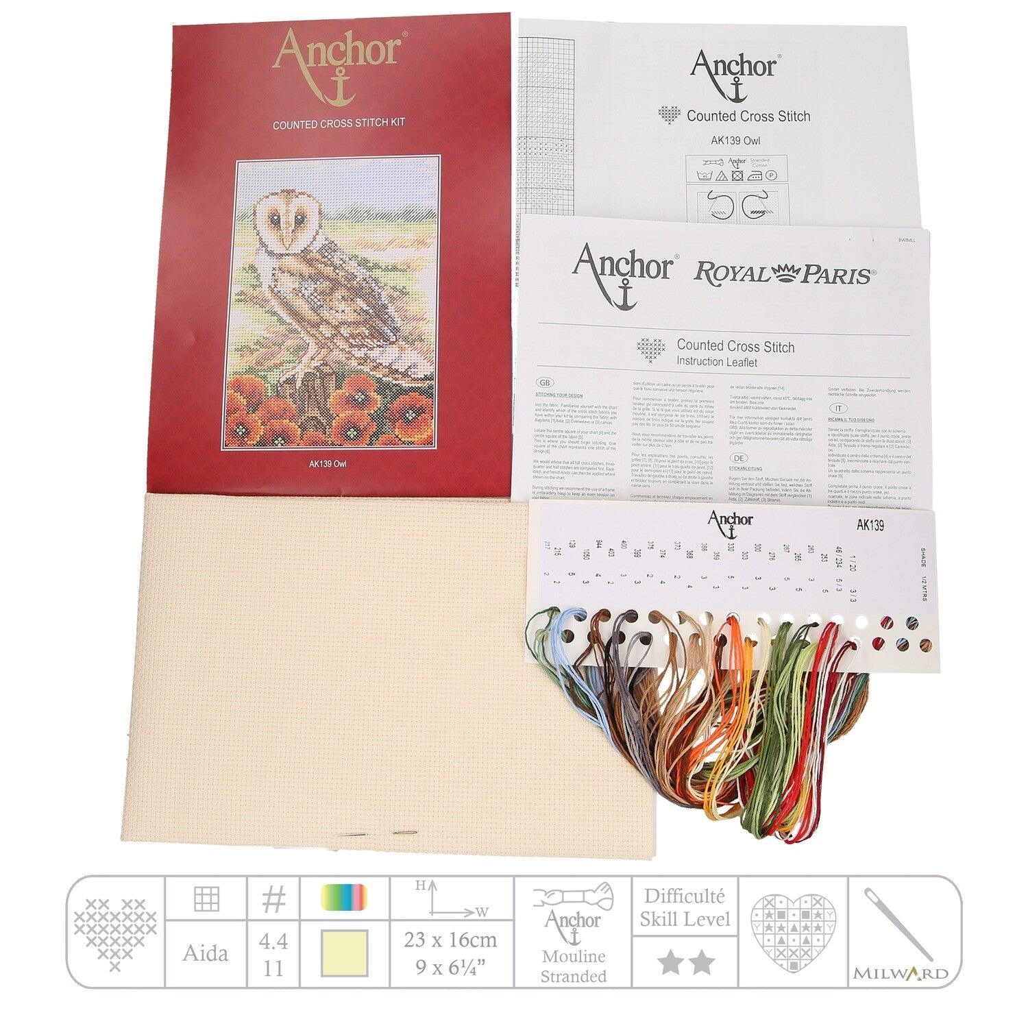 Anchor Essentials Cross Stitch Kit - AK139, Owl - Luca-S Cross Stitch Kits