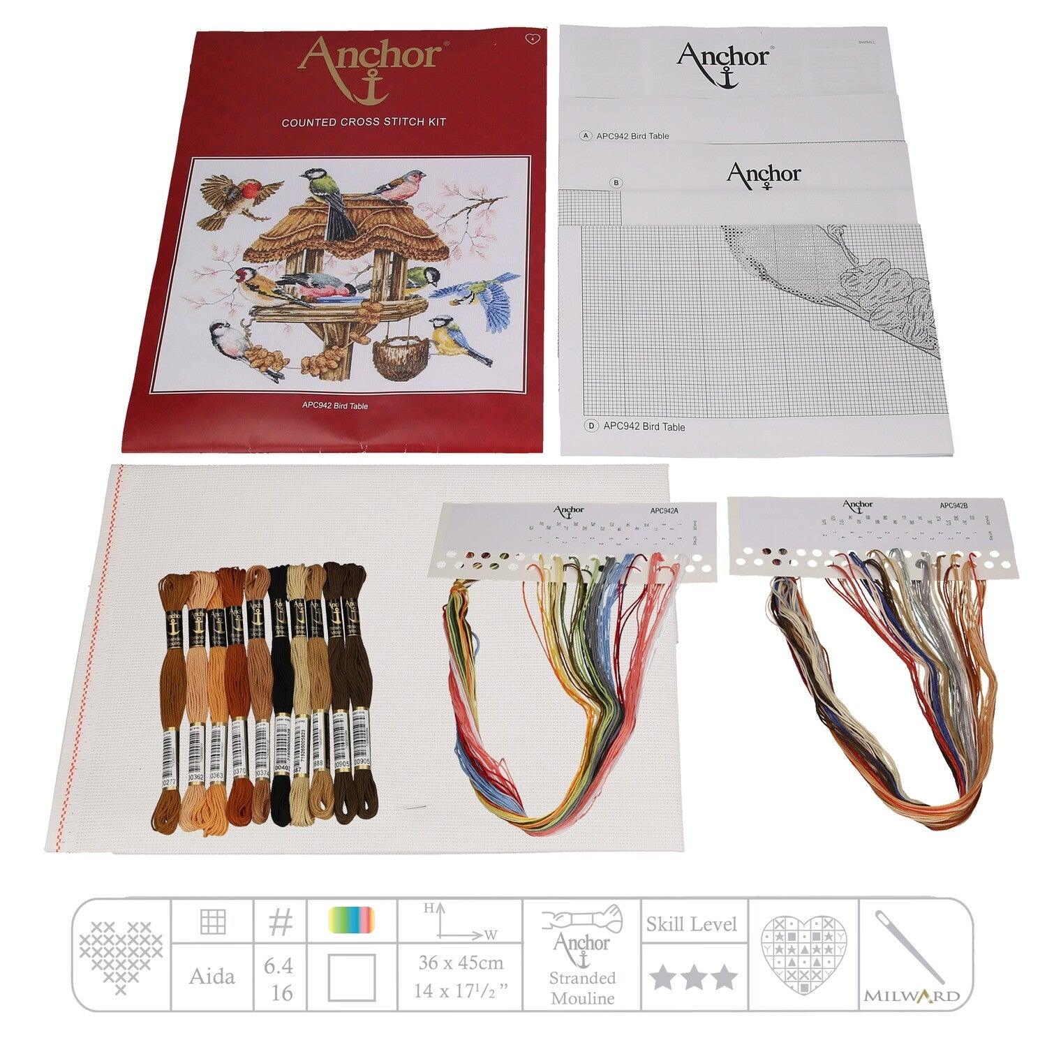 Anchor Essentials Cross Stitch Kit - APC942, Bird Table - Luca-S Cross Stitch Kits