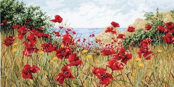Counted Cross Stitch Kit Maia - Clifftop Poppies - Luca-S Cross Stitch Kits