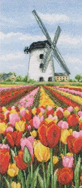 Cross Stitch Kit Anchor - Dutch Tulips Landscape - Luca-S Cross Stitch Kits