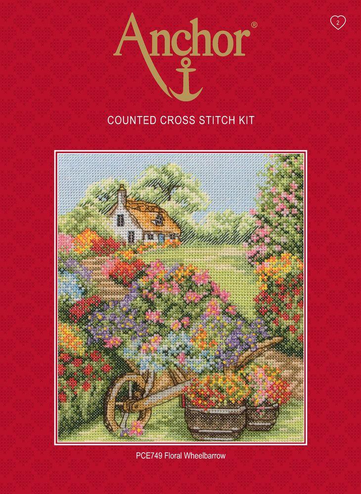 Cross Stitch Kit Anchor - Floral Wheelbarrow - Luca-S Cross Stitch Kits