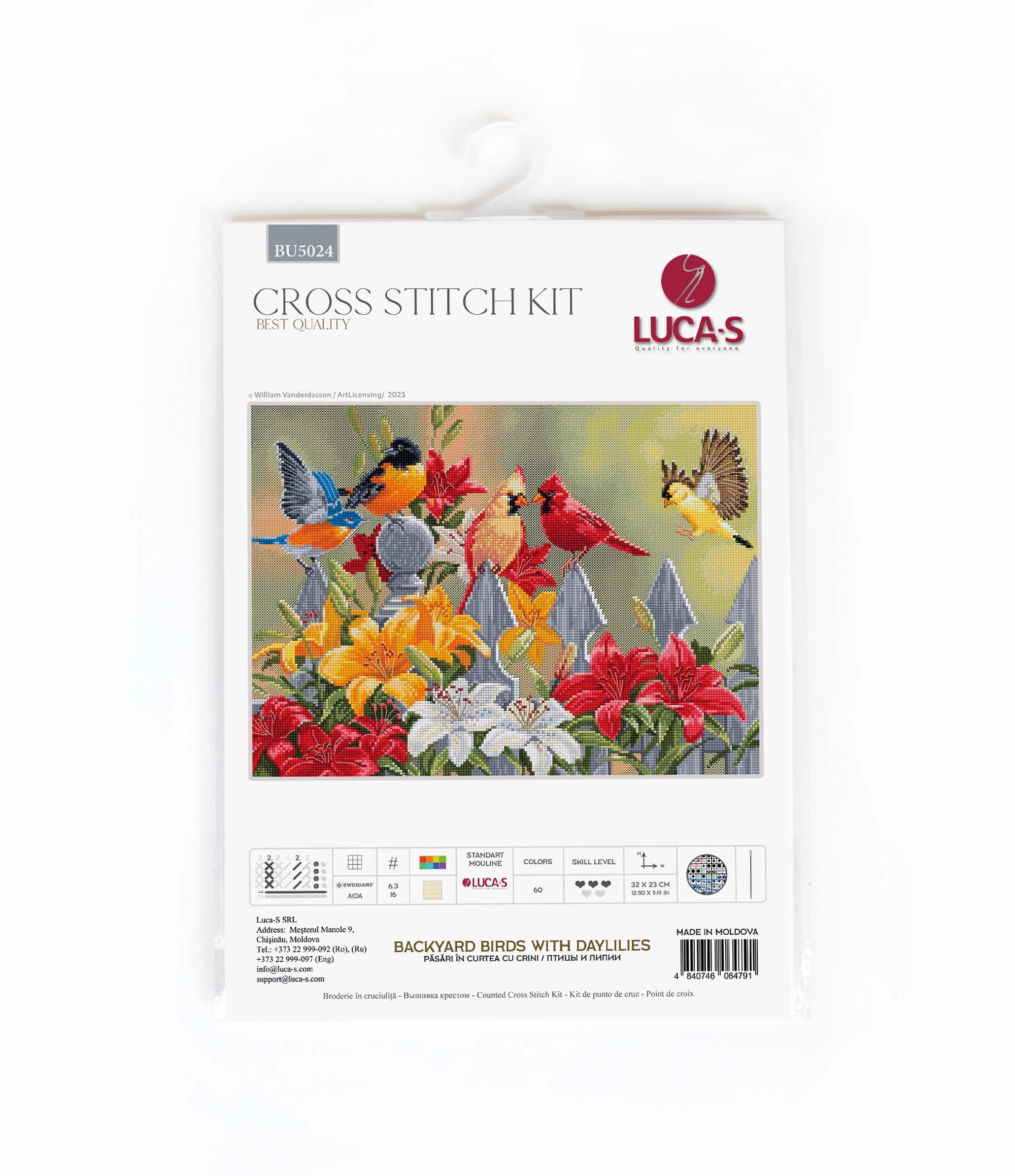 Cross Stitch Kit Luca-S - Backyard Birds with Daylilies, BU5024 - Luca-S Cross Stitch Kits