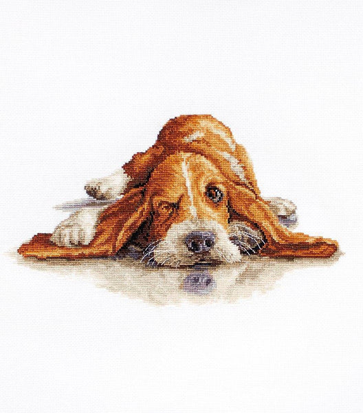 Luca-S Kreuzstich-Set 'Basset' – 28,5x15,5 Cm, Mit Zweigart Aida 18/100 & Anchor-Garn