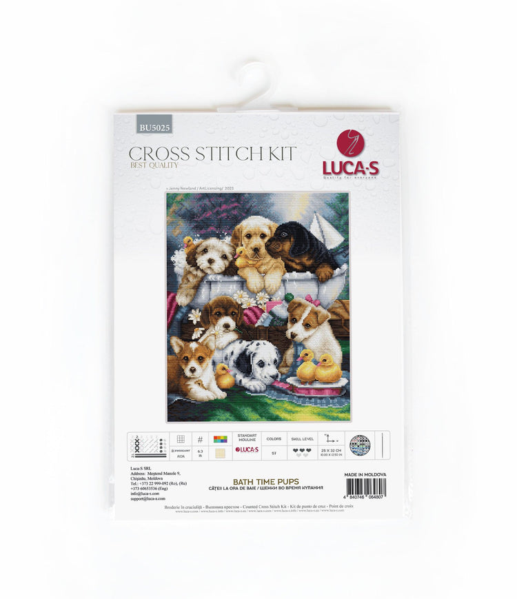 Cross Stitch Kit Luca-S - Bath Time Pups, BU5025 - Luca-S Cross Stitch Kits