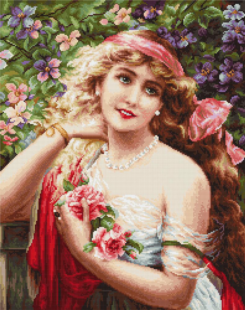 Cross Stitch Kit Luca-S - Beautiful Girl With Roses, B549 - Luca-S